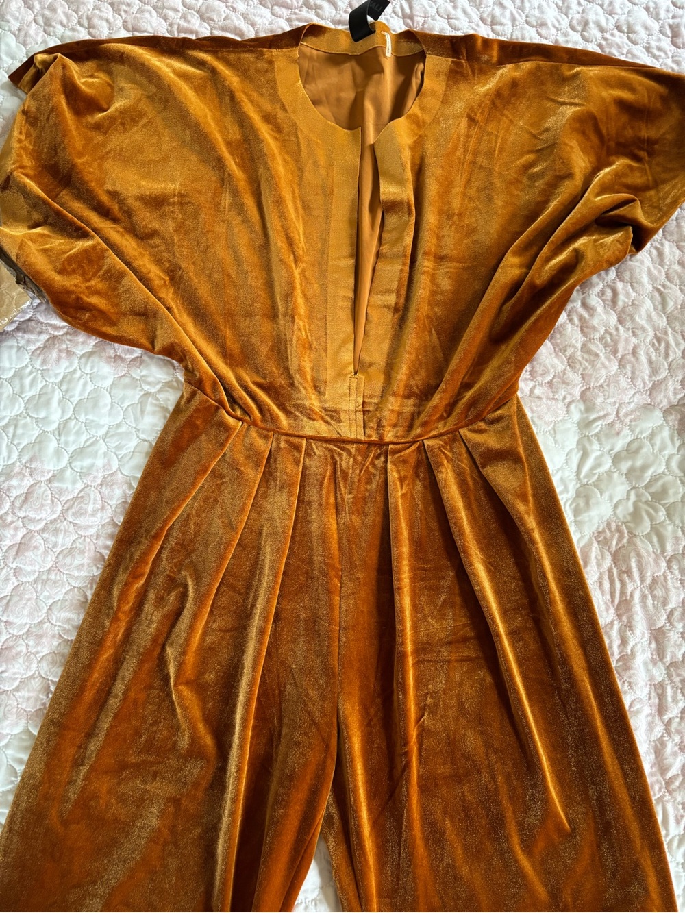 Norma Kamali Velvet Jumpsuit in Rust Orange - Picture 9 of 10